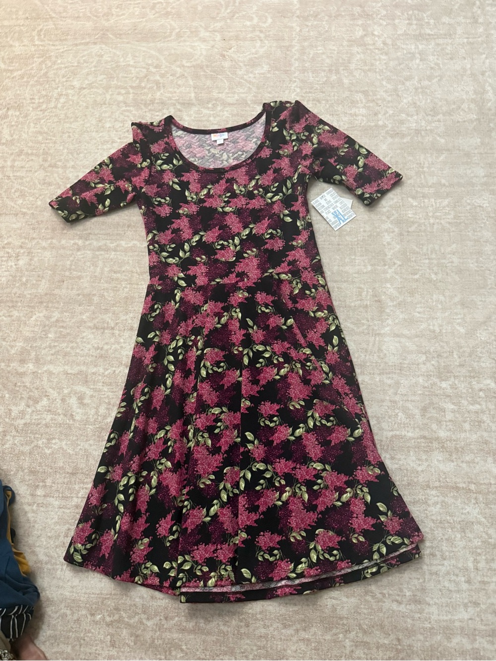 Pink Floral Scoop-Neck Dress